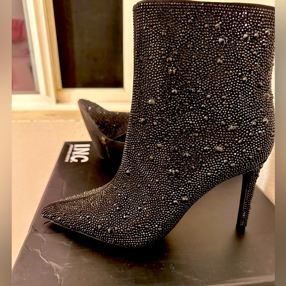 Size 6.5 bootie heels with rhinestones
